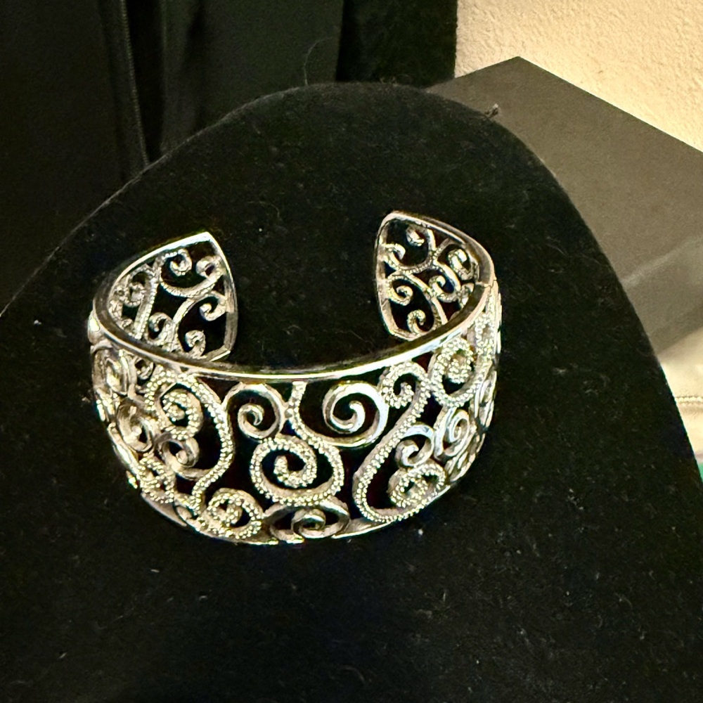 Diamond accent cuff in Silver.